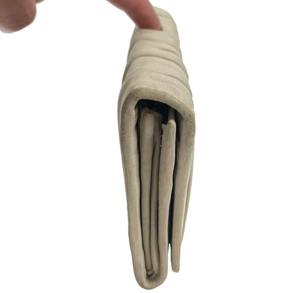 Prada Nappa Leather Gather Long Trifold Wallet Cera Cream Logo - Picture 2 of 13